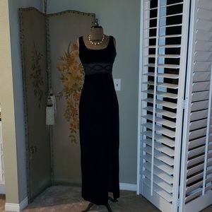 An elegant long black dress